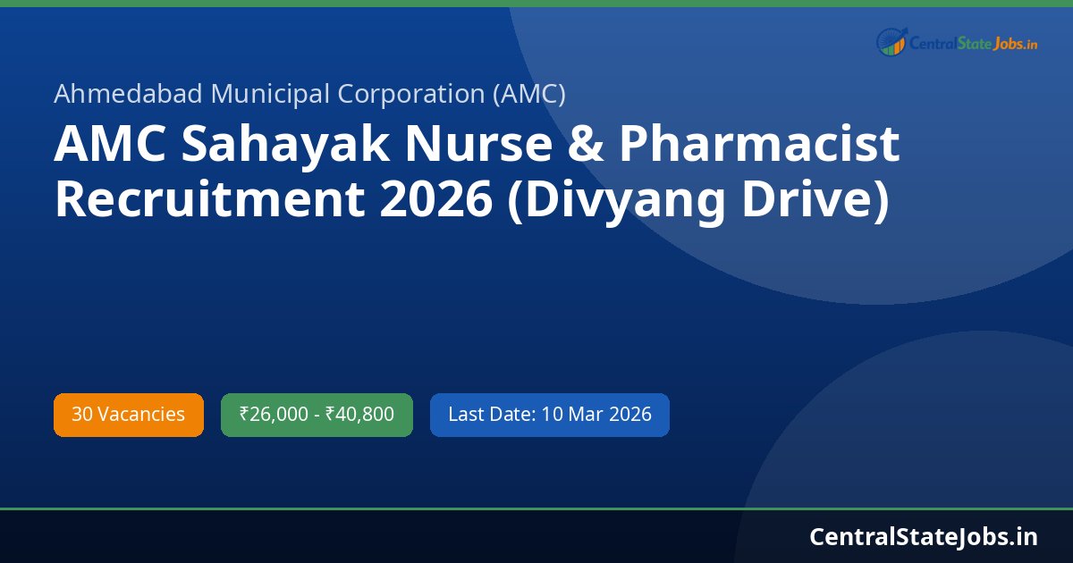 AMC Sahayak Nurse & Pharmacist Recruitment 2026 (Divyang Drive)