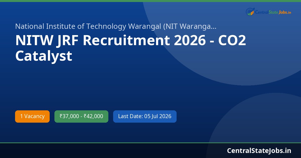 NITW JRF Recruitment 2026 - CO2 Catalyst