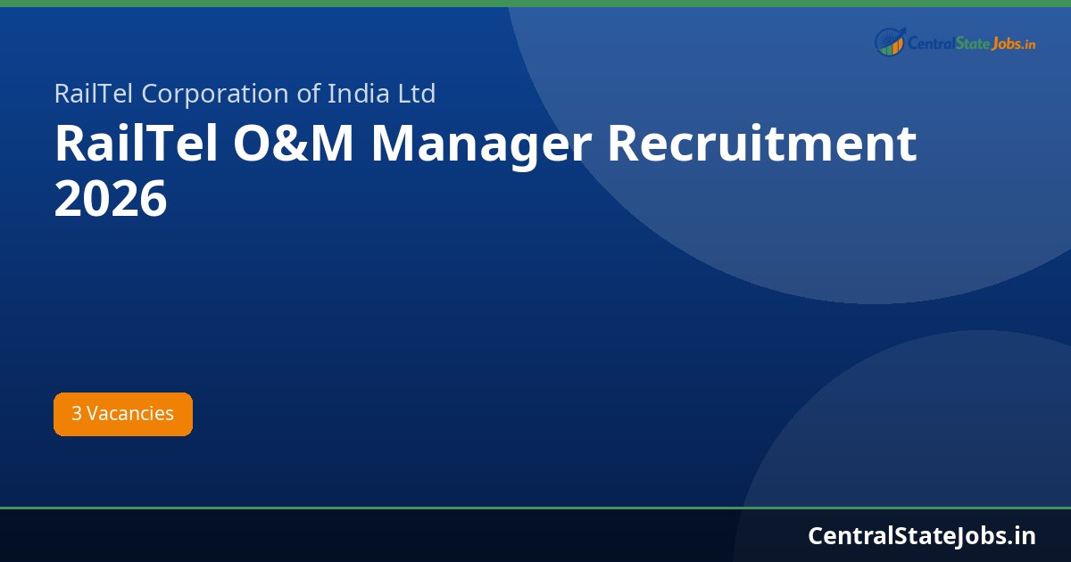 RailTel O&M Manager Recruitment 2026