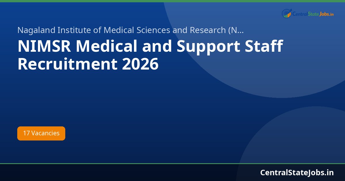 NIMSR Medical and Support Staff Recruitment 2026