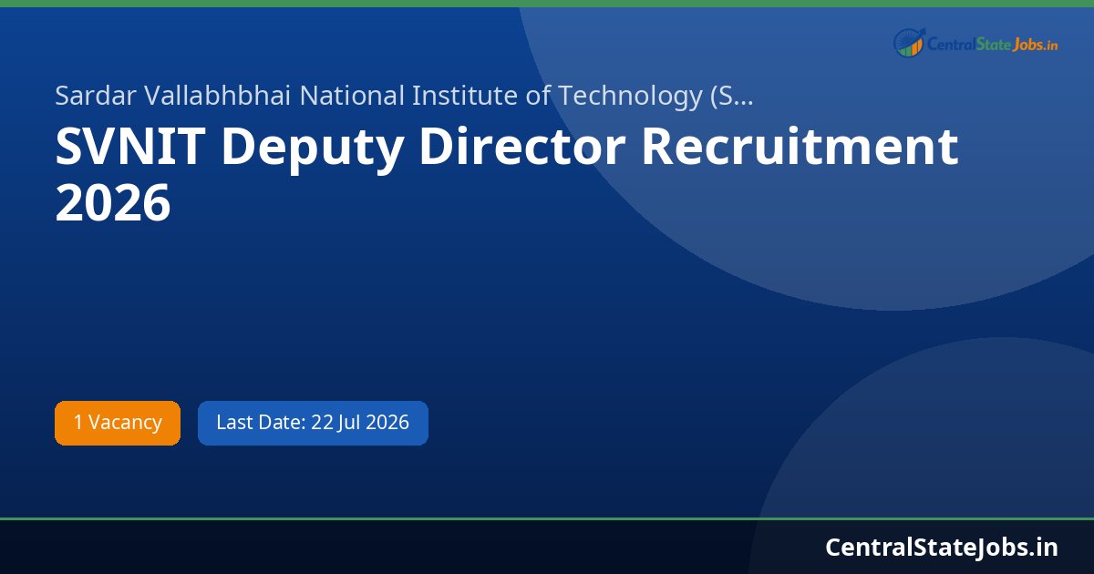 SVNIT Deputy Director Recruitment 2026
