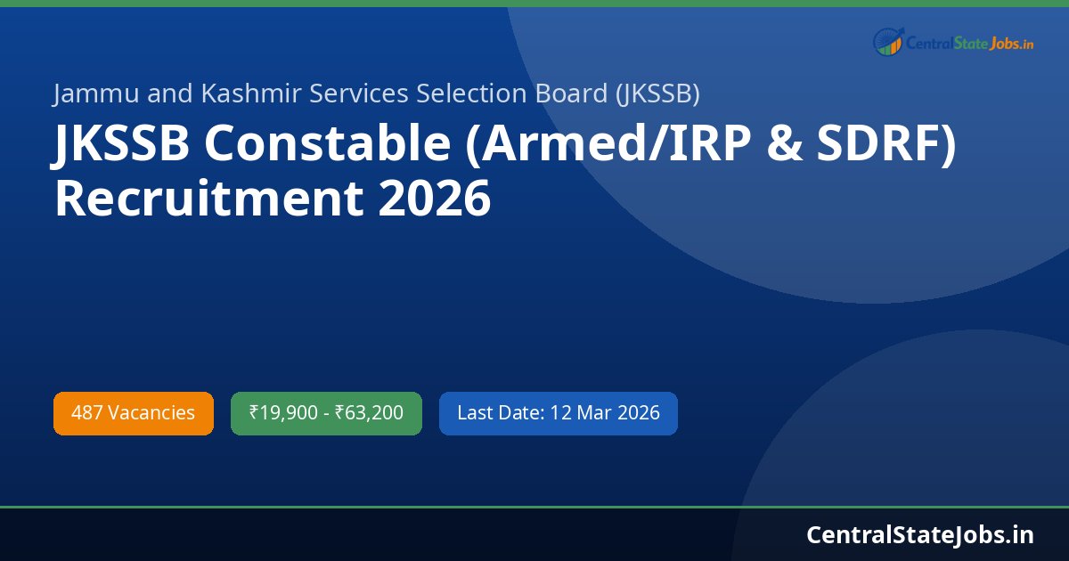 JKSSB Constable (Armed/IRP & SDRF) Recruitment 2026