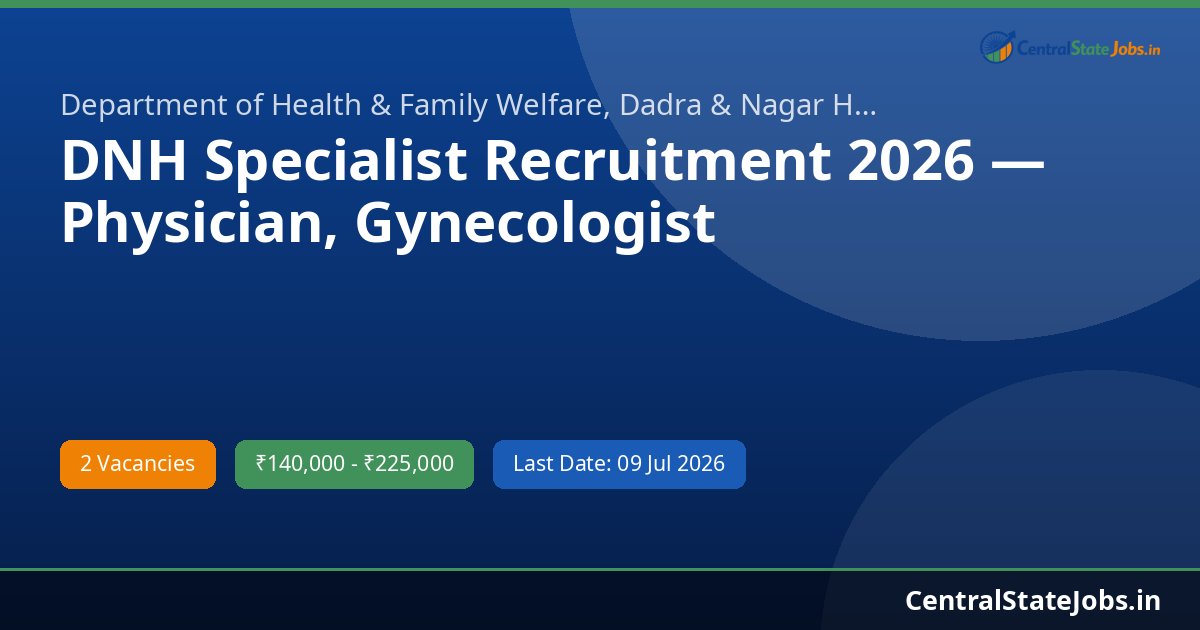 DNH Specialist Recruitment 2026 — Physician, Gynecologist