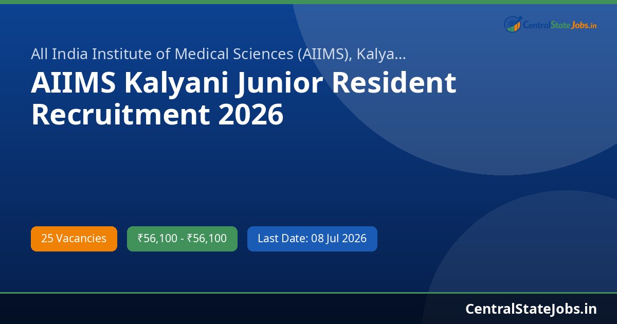 AIIMS Kalyani Junior Resident Recruitment 2026