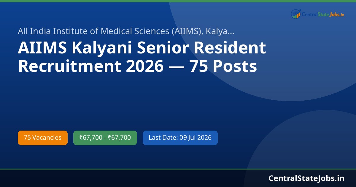 AIIMS Kalyani Senior Resident Recruitment 2026 — 75 Posts