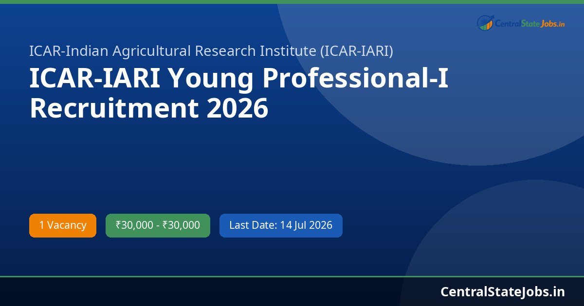 ICAR-IARI Young Professional-I Recruitment 2026