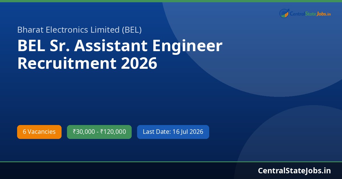 BEL Sr. Assistant Engineer Recruitment 2026