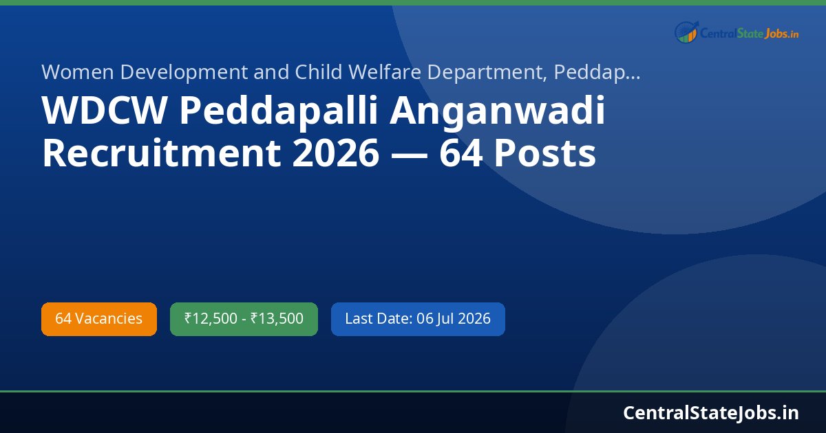 WDCW Peddapalli Anganwadi Recruitment 2026 — 64 Posts