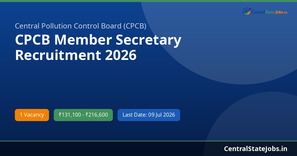 CPCB Member Secretary Recruitment 2026