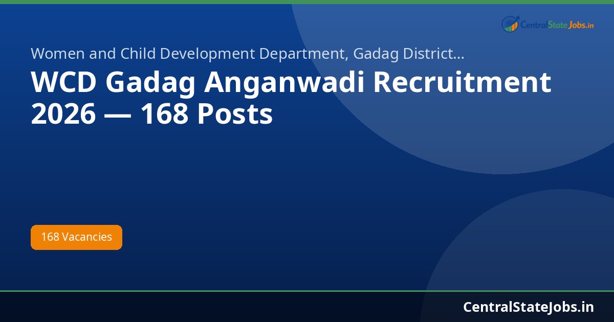 WCD Gadag Anganwadi Recruitment 2026 — 168 Posts