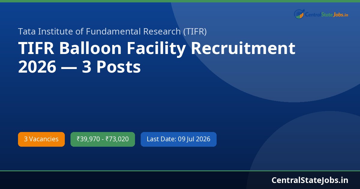 TIFR Balloon Facility Recruitment 2026 — 3 Posts
