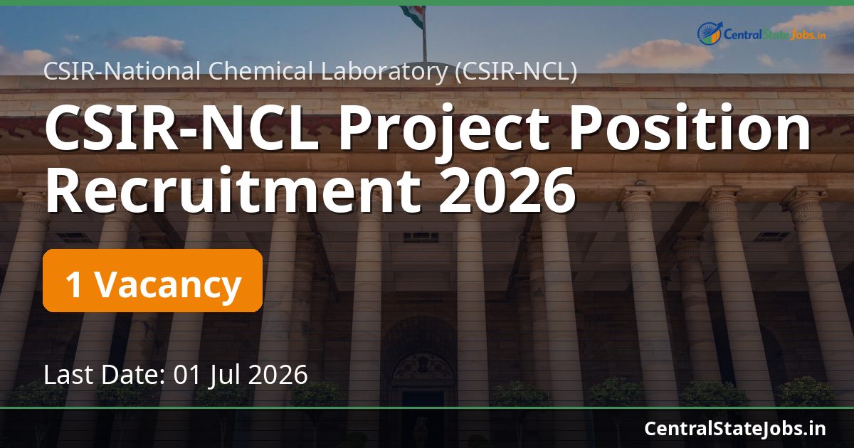 CSIR-NCL Project Position Recruitment 2026