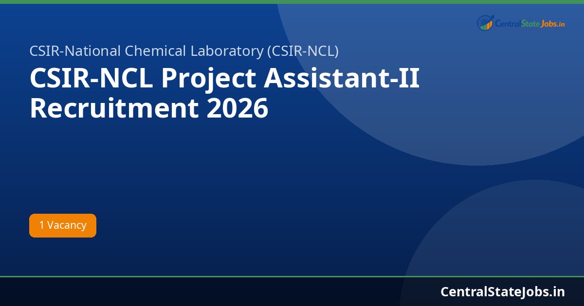 CSIR-NCL Project Assistant-II Recruitment 2026