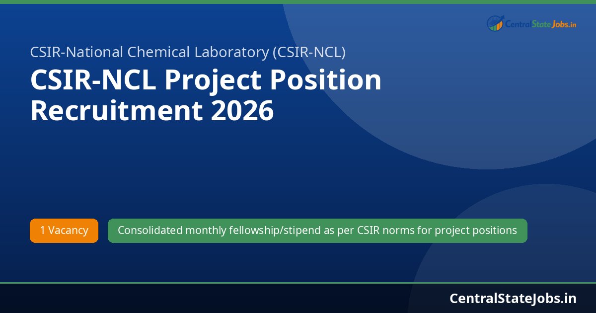 CSIR-NCL Project Position Recruitment 2026