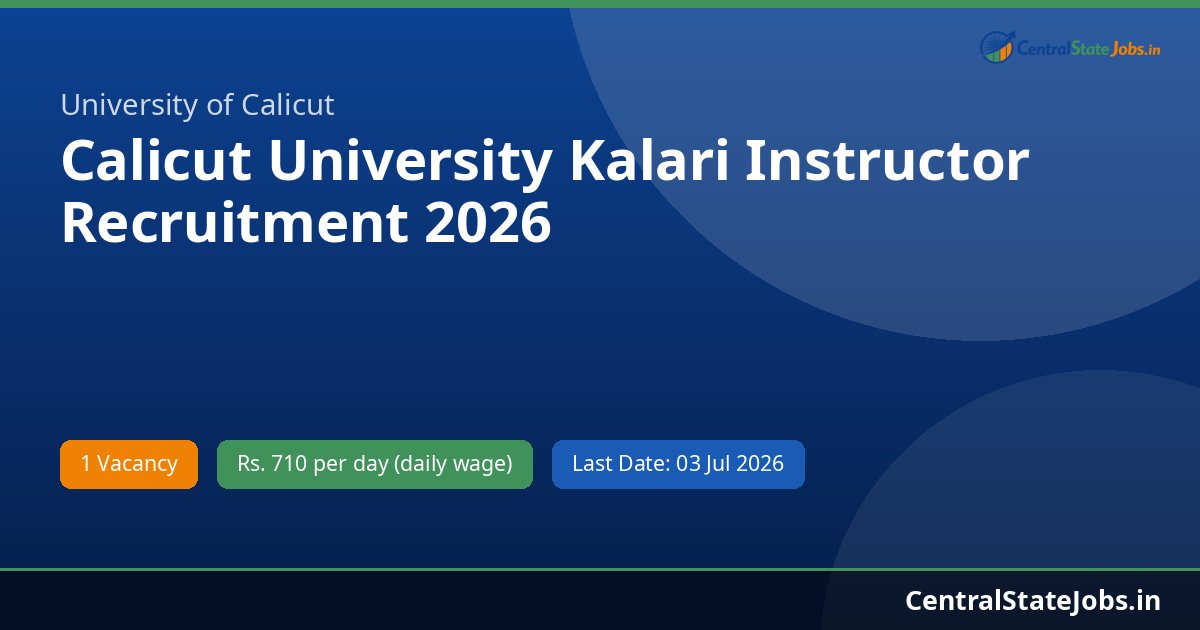 Calicut University Kalari Instructor Recruitment 2026