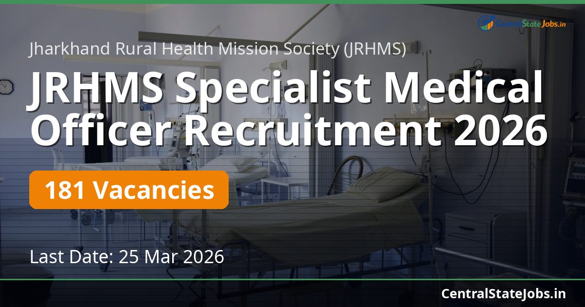 JRHMS Specialist Medical Officer Recruitment 2026