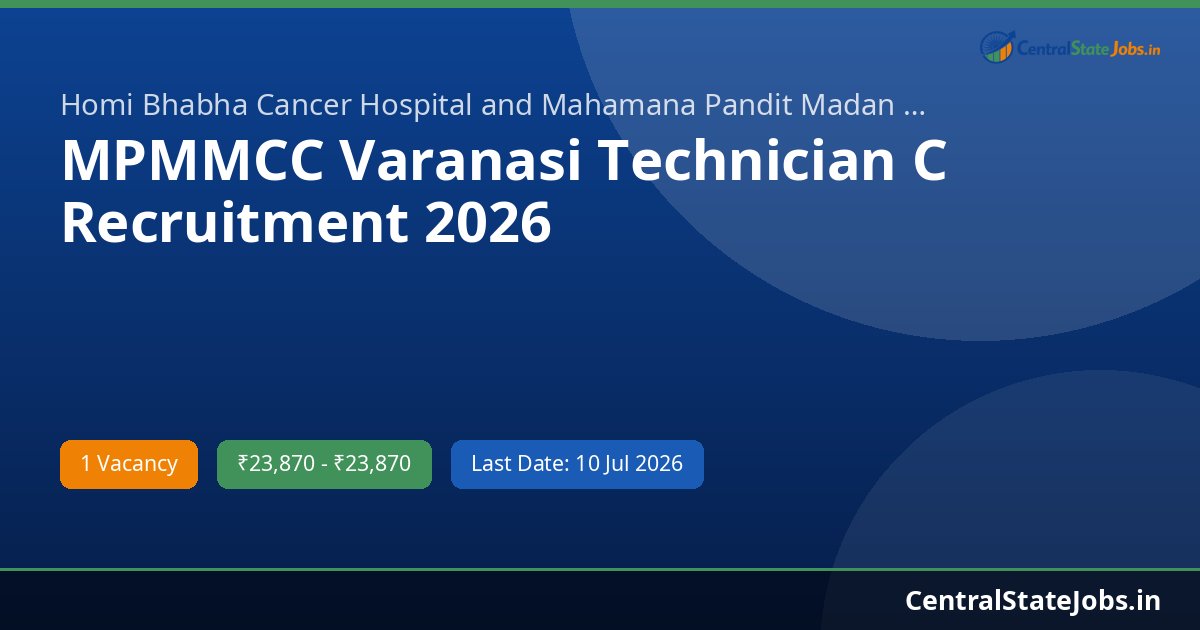 MPMMCC Varanasi Technician C Recruitment 2026
