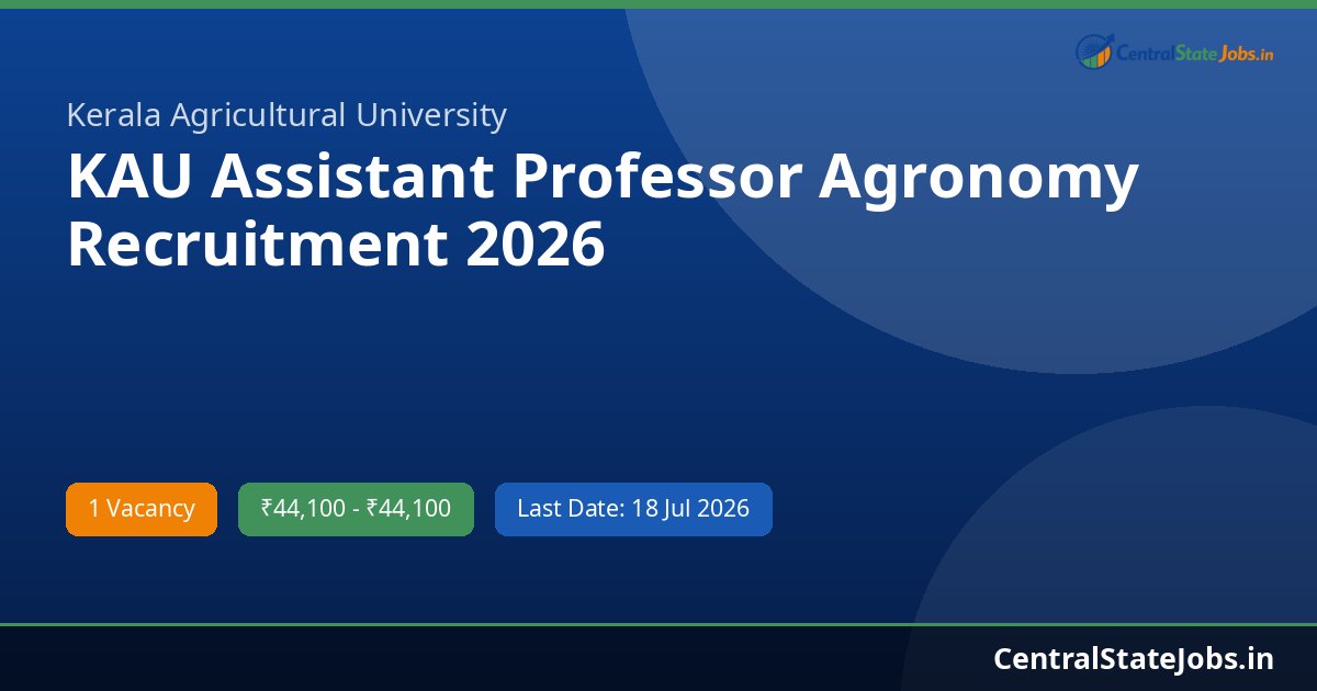 KAU Assistant Professor Agronomy Recruitment 2026