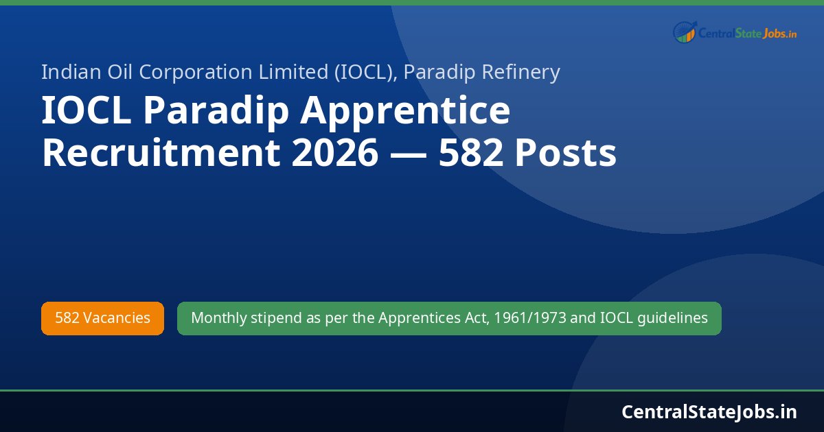 IOCL Paradip Apprentice Recruitment 2026 — 582 Posts