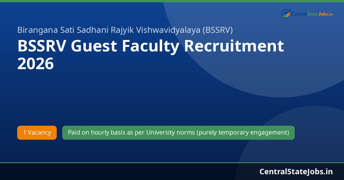 BSSRV Guest Faculty Recruitment 2026