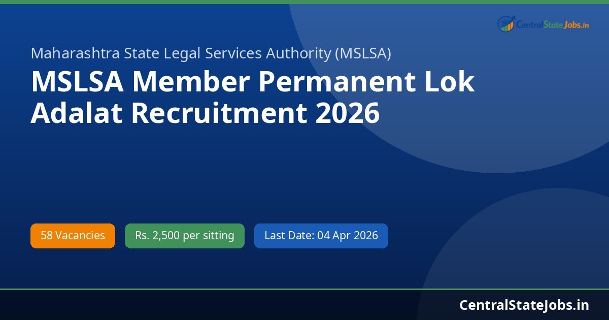 MSLSA Member Permanent Lok Adalat Recruitment 2026