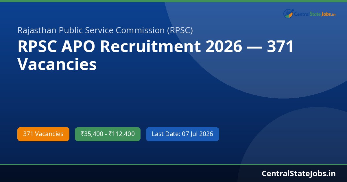RPSC APO Recruitment 2026 — 371 Vacancies