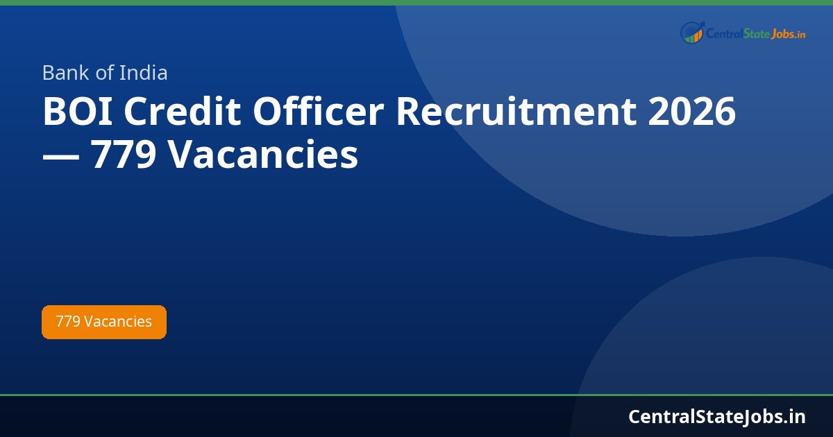 BOI Credit Officer Recruitment 2026 — 779 Vacancies