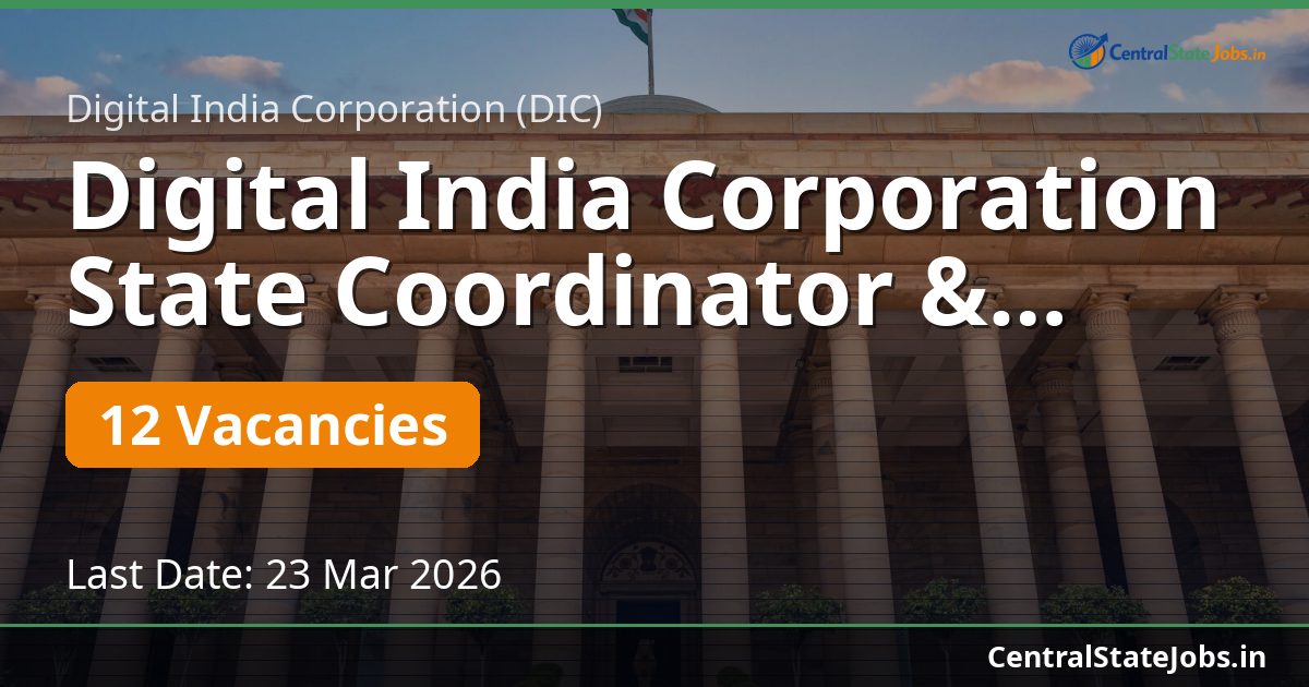 Digital India Corporation State Coordinator & Security Admin Recruitment 2026
