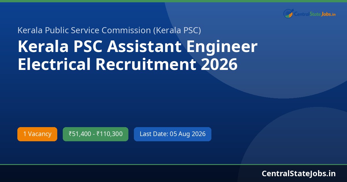 Kerala PSC Assistant Engineer Electrical Recruitment 2026