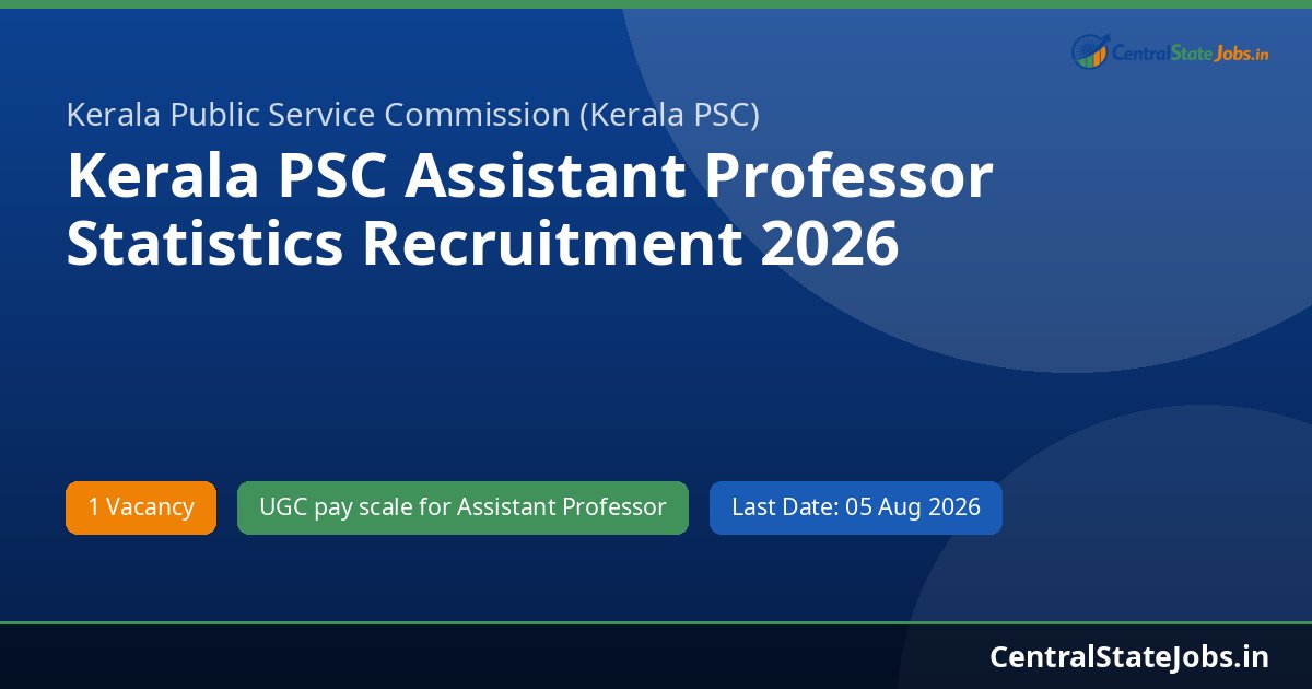 Kerala PSC Assistant Professor Statistics Recruitment 2026