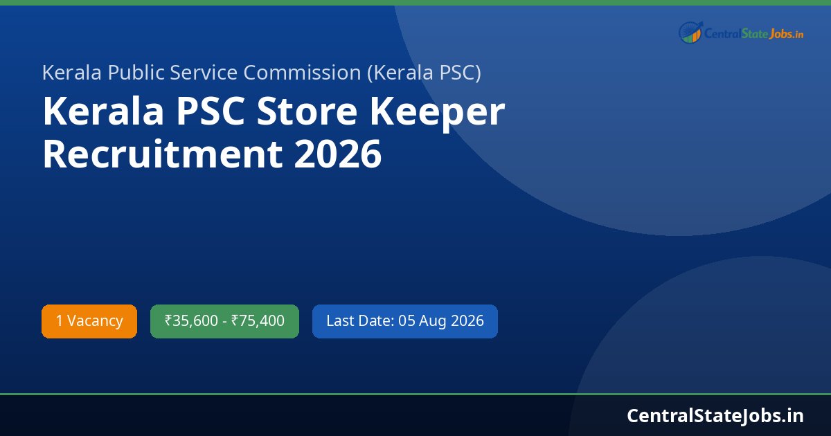 Kerala PSC Store Keeper Recruitment 2026