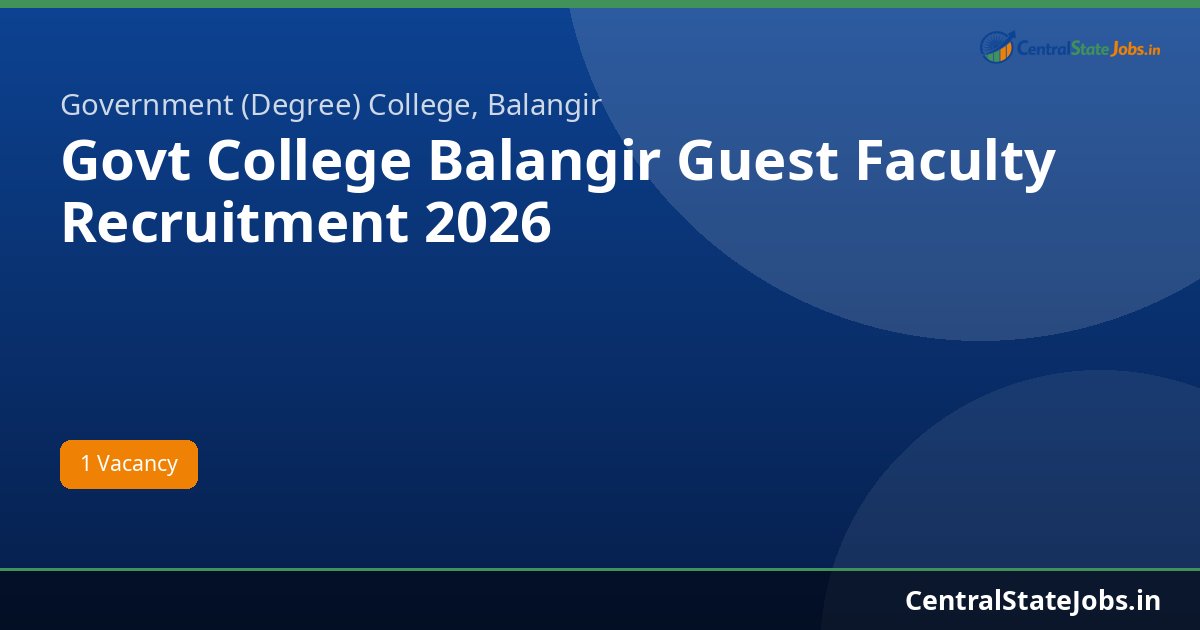 Govt College Balangir Guest Faculty Recruitment 2026