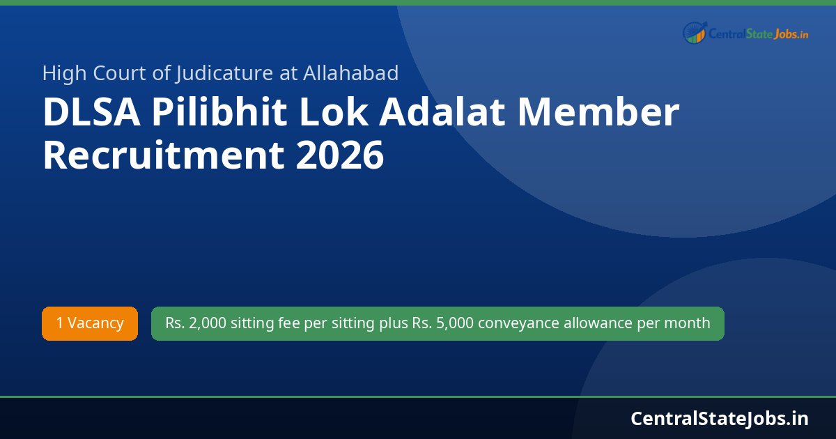 DLSA Pilibhit Lok Adalat Member Recruitment 2026
