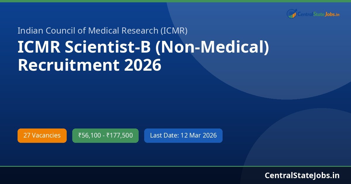 ICMR Scientist-B (Non-Medical) Recruitment 2026