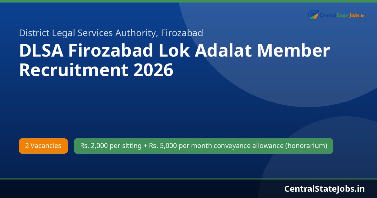 DLSA Firozabad Lok Adalat Member Recruitment 2026