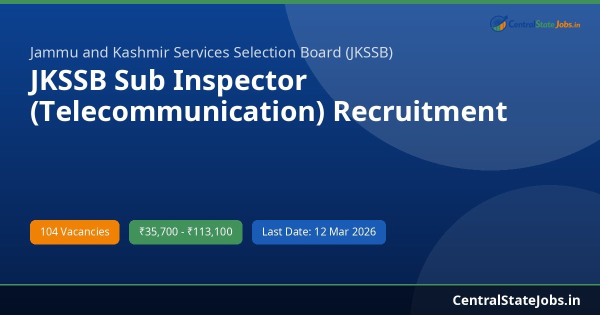 JKSSB Sub Inspector (Telecommunication) Recruitment 2026
