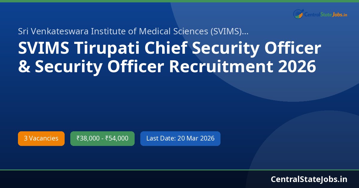 SVIMS Tirupati Chief Security Officer & Security Officer Recruitment 2026