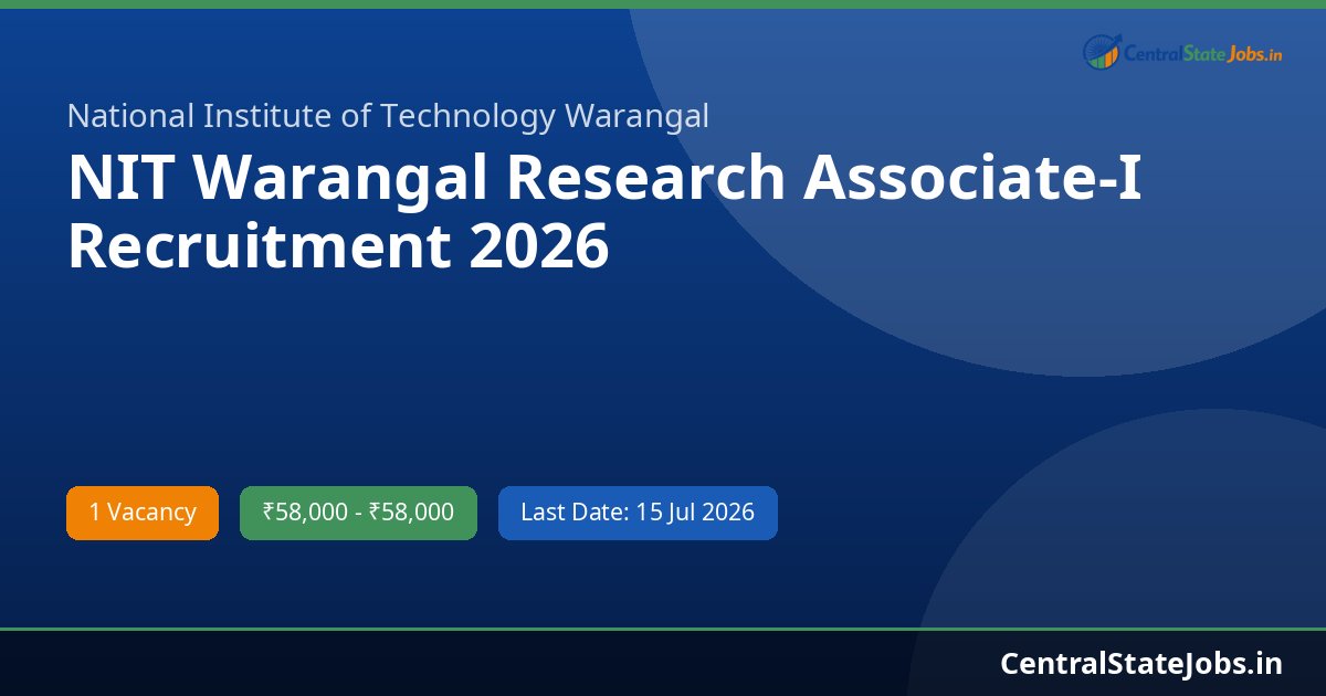 NIT Warangal Research Associate-I Recruitment 2026