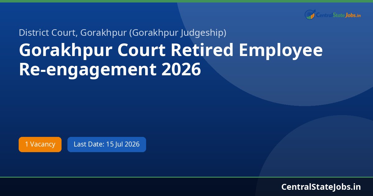 Gorakhpur Court Retired Employee Re-engagement 2026