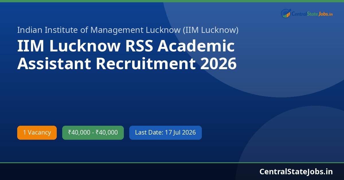 IIM Lucknow RSS Academic Assistant Recruitment 2026