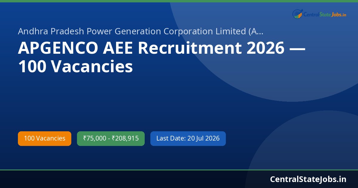 APGENCO AEE Recruitment 2026 — 100 Vacancies