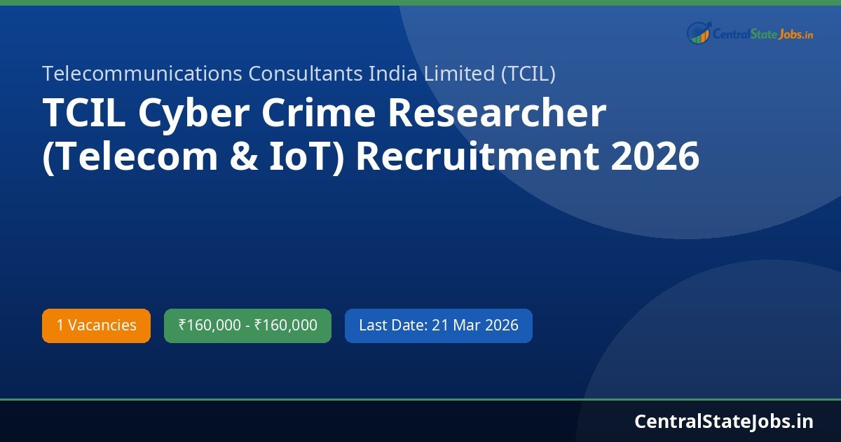 TCIL Cyber Crime Researcher (Telecom & IoT) Recruitment 2026
