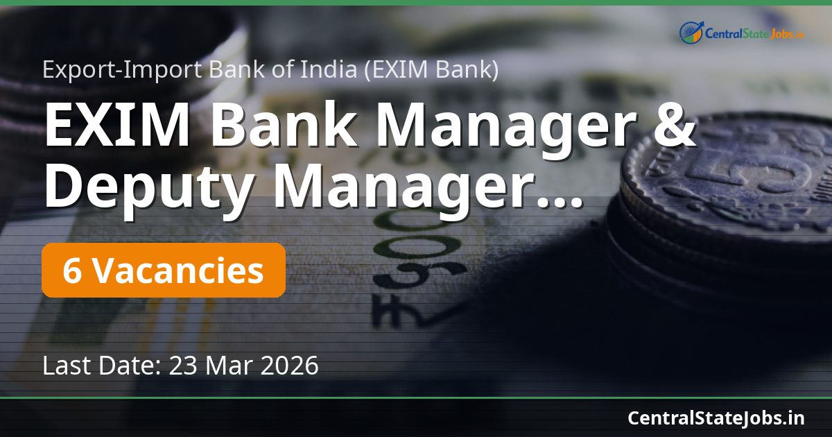 EXIM Bank Manager & Deputy Manager Recruitment 2026