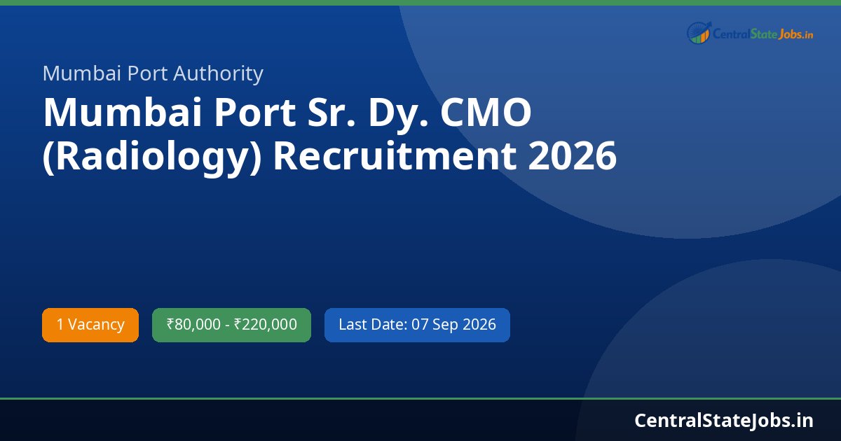 Mumbai Port Sr. Dy. CMO (Radiology) Recruitment 2026