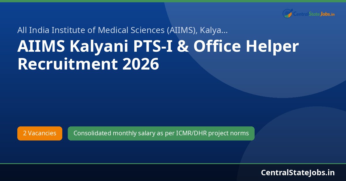 AIIMS Kalyani PTS-I & Office Helper Recruitment 2026