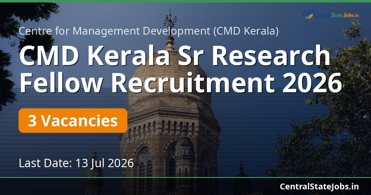 CMD Kerala Sr Research Fellow Recruitment 2026