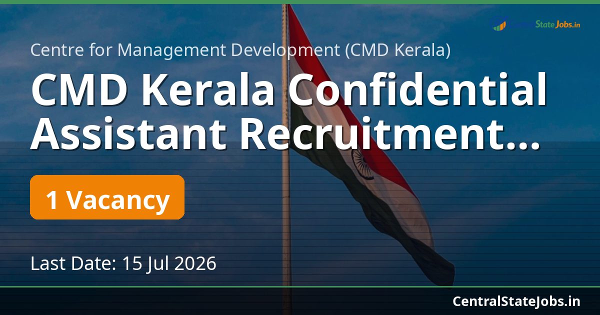 CMD Kerala Confidential Assistant Recruitment 2026