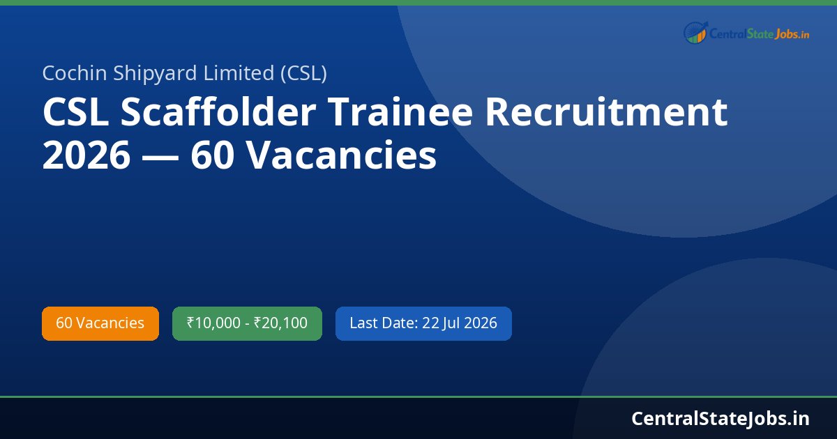 CSL Scaffolder Trainee Recruitment 2026 — 60 Vacancies