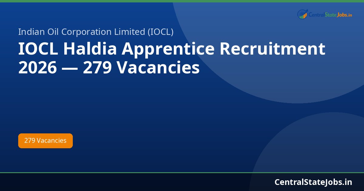 IOCL Haldia Apprentice Recruitment 2026 — 279 Vacancies