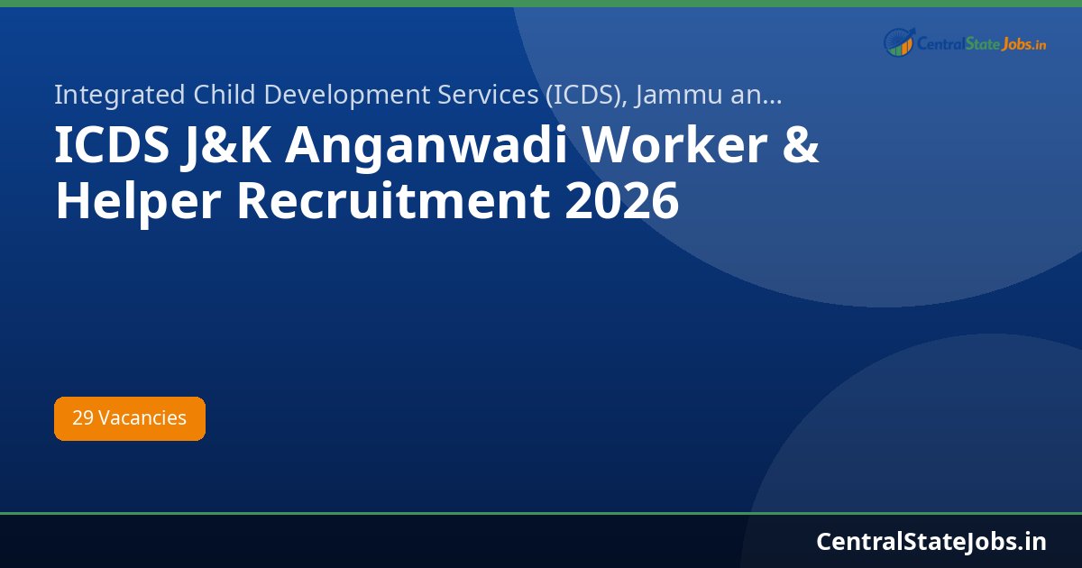 ICDS J&K Anganwadi Worker & Helper Recruitment 2026